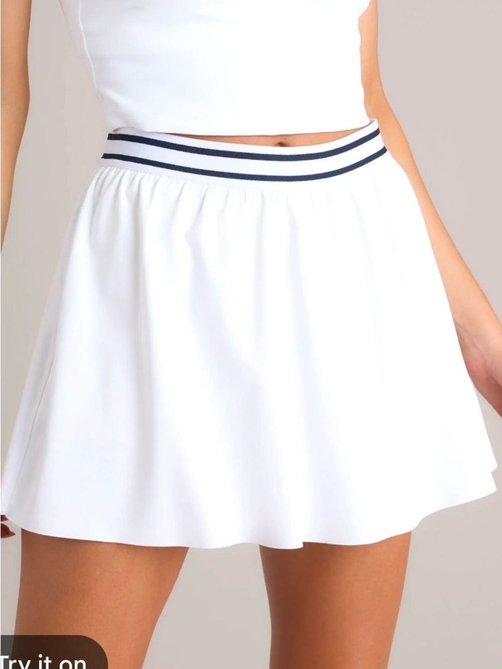 Z Supply White Skater Skirt with Navy Striped Elastic Waistband